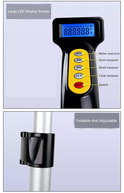 Wintape Digital Walking Wheel Tape With Handle Measure By Feet And Meter High Quality Measuring Wheel Road Tools