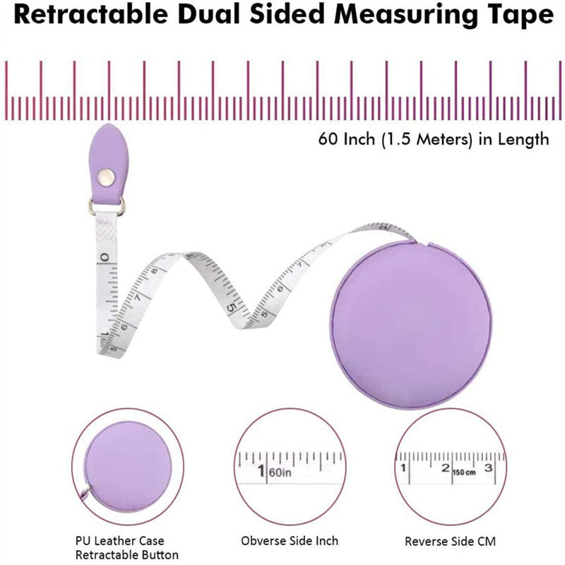 WINTAP 2Pcs/Set Leather Retractable Tape Measure For Body Roll 1.5m/ 60inch Dual Side Sewing Tape Measure Craft Measurement Tool