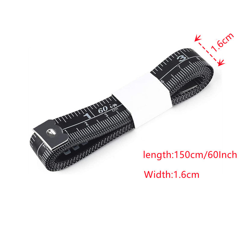 150cm/60inch Black Portable Tape Measure Body Measuring Ruler Sewing Tailor Mini Soft Flat Ruler Centimeter Meter Measuring Tape